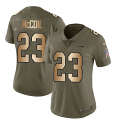 Women's Nike Los Angeles Chargers #23 Dexter McCoil Limited Olive/Gold 2017 Salute to Service NFL Jersey