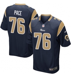 Men's Nike Los Angeles Rams #76 Orlando Pace Game Navy Blue Team Color NFL Jersey