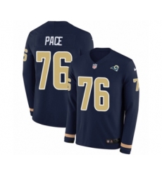 Men's Nike Los Angeles Rams #76 Orlando Pace Limited Navy Blue Therma Long Sleeve NFL Jersey