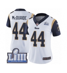 Women's Nike Los Angeles Rams #44 Jacob McQuaide White Vapor Untouchable Limited Player Super Bowl LIII Bound NFL Jersey