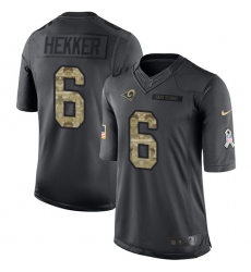 Men's Nike Los Angeles Rams #6 Johnny Hekker Limited Black 2016 Salute to Service NFL Jersey
