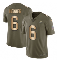 Youth Nike Los Angeles Rams #6 Johnny Hekker Limited Olive/Gold 2017 Salute to Service NFL Jersey