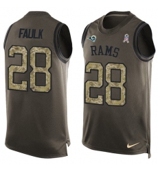 Men's Nike Los Angeles Rams #28 Marshall Faulk Limited Green Salute to Service Tank Top NFL Jersey