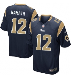 Men's Nike Los Angeles Rams #12 Joe Namath Game Navy Blue Team Color NFL Jersey