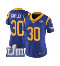 Women's Nike Los Angeles Rams #30 Todd Gurley Royal Blue Alternate Vapor Untouchable Limited Player Super Bowl LIII Bound NFL Jersey