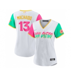 Women's San Diego Padres #13 Manny Machado White 2022 City Connect Cool Base Stitched Baseball Jersey(Run Small)