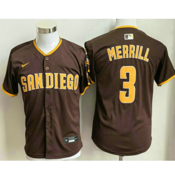 Youth San Diego Padres #3 Jackson Merrill Brown Limited Jersey