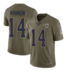 Men's Nike Los Angeles Rams #14 Sean Mannion Limited Olive 2017 Salute to Service NFL Jersey