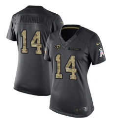 Women's Nike Los Angeles Rams #14 Sean Mannion Limited Black 2016 Salute to Service NFL Jersey