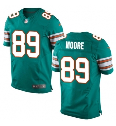 Men's Nike Miami Dolphins #89 Nat Moore Elite Aqua Green Alternate NFL Jersey