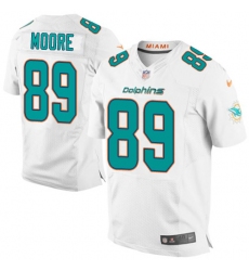 Men's Nike Miami Dolphins #89 Nat Moore Elite White NFL Jersey