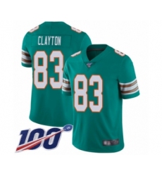 Men's Miami Dolphins #83 Mark Clayton Aqua Green Alternate Vapor Untouchable Limited Player 100th Season Football Jersey