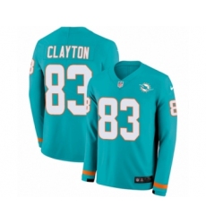 Youth Nike Miami Dolphins #83 Mark Clayton Limited Aqua Therma Long Sleeve NFL Jersey