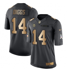 Men's Nike Minnesota Vikings #14 Stefon Diggs Limited Black/Gold Salute to Service NFL Jersey