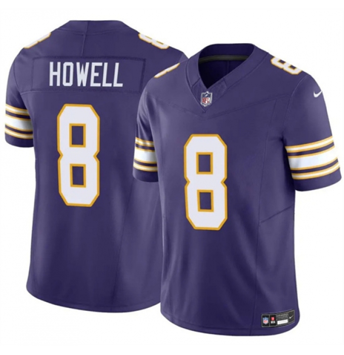 Men's Minnesota Vikings #8 Sam Howell Purple 2023 F.U.S.E. Throwback Vapor Untouchable Limited Football Stitched Jersey