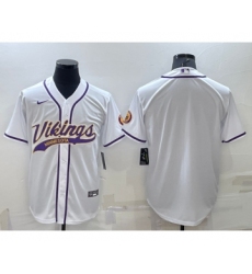 Men's Minnesota Vikings Blank White Stitched MLB Cool Base Nike Baseball Jersey