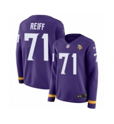 Women's Nike Minnesota Vikings #71 Riley Reiff Limited Purple Therma Long Sleeve NFL Jersey