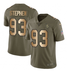 Youth Nike Minnesota Vikings #93 Shamar Stephen Limited Olive/Gold 2017 Salute to Service NFL Jersey