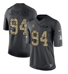 Men's Nike Minnesota Vikings #94 Jaleel Johnson Limited Black 2016 Salute to Service NFL Jersey