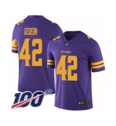 Men's Minnesota Vikings #42 Ben Gedeon Limited Purple Rush Vapor Untouchable 100th Season Football Jersey