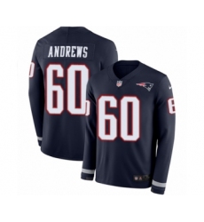 Men's Nike New England Patriots #60 David Andrews Limited Navy Blue Therma Long Sleeve NFL Jersey