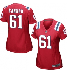 Women's Nike New England Patriots #61 Marcus Cannon Game Red Alternate NFL Jersey