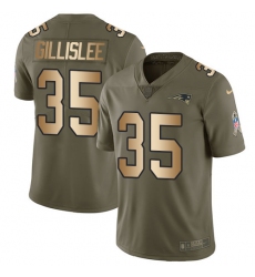 Men's Nike New England Patriots #35 Mike Gillislee Limited Olive/Gold 2017 Salute to Service NFL Jersey