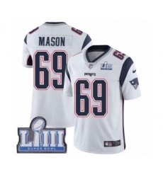 Men's Nike New England Patriots #69 Shaq Mason White Vapor Untouchable Limited Player Super Bowl LIII Bound NFL Jersey