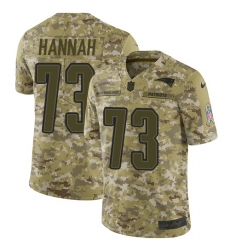 Men's Nike New England Patriots #73 John Hannah Limited Camo 2018 Salute to Service NFL Jersey