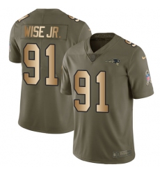 Youth Nike New England Patriots #91 Deatrich Wise Jr Limited Olive/Gold 2017 Salute to Service NFL Jersey