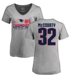 Women's Nike New England Patriots #32 Devin McCourty Heather Gray 2017 AFC Champions V-Neck T-Shirt