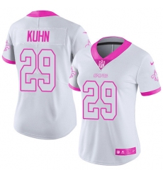 Women's Nike New Orleans Saints #29 John Kuhn Limited White/Pink Rush Fashion NFL Jersey