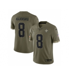 Men's New Orleans Saints #8 Archie Manning 2022 Olive Salute To Service Limited Stitched Jersey