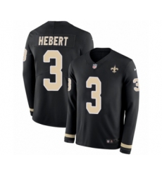 Men's Nike New Orleans Saints #3 Bobby Hebert Limited Black Therma Long Sleeve NFL Jersey