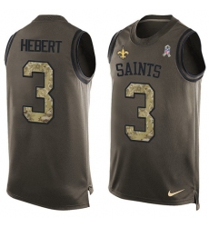 Men's Nike New Orleans Saints #3 Bobby Hebert Limited Green Salute to Service Tank Top NFL Jersey