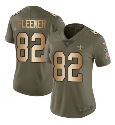 Women's Nike New Orleans Saints #82 Coby Fleener Limited Olive/Gold 2017 Salute to Service NFL Jersey