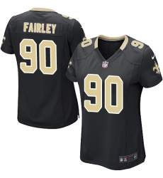 Women's Nike New Orleans Saints #90 Nick Fairley Game Black Team Color NFL Jersey