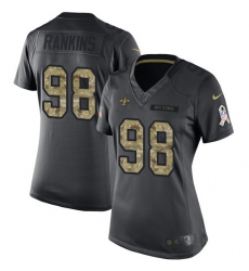 Women's Nike New Orleans Saints #98 Sheldon Rankins Limited Black 2016 Salute to Service NFL Jersey