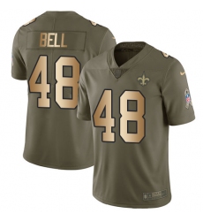 Men's Nike New Orleans Saints #48 Vonn Bell Limited Olive/Gold 2017 Salute to Service NFL Jersey