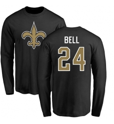 NFL Nike New Orleans Saints #24 Vonn Bell Black Name & Number Logo Long Sleeve T-Shirt