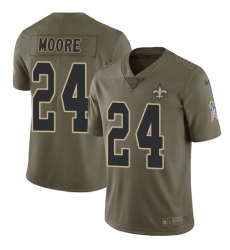 Men's Nike New Orleans Saints #24 Sterling Moore Limited Olive 2017 Salute to Service NFL Jersey