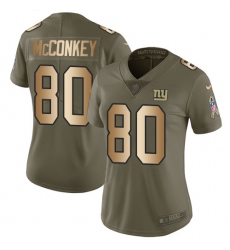 Women's Nike New York Giants #80 Phil McConkey Limited Olive/Gold 2017 Salute to Service NFL Jersey