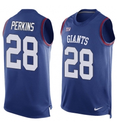 Men's Nike New York Giants #28 Paul Perkins Limited Royal Blue Player Name & Number Tank Top NFL Jersey