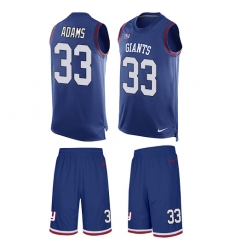 Men's Nike New York Giants #33 Andrew Adams Limited Royal Blue Tank Top Suit NFL Jersey