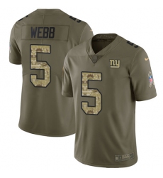 Youth Nike New York Giants #5 Davis Webb Limited Olive/Camo 2017 Salute to Service NFL Jersey