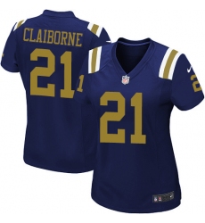 Women's Nike New York Jets #21 Morris Claiborne Limited Navy Blue Alternate NFL Jersey