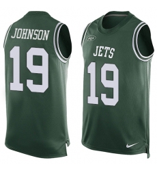 Men's Nike New York Jets #19 Keyshawn Johnson Limited Green Player Name & Number Tank Top NFL Jersey