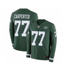 Men's Nike New York Jets #77 James Carpenter Limited Green Therma Long Sleeve NFL Jersey