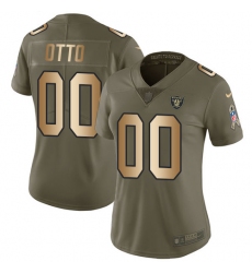 Women's Nike Oakland Raiders #00 Jim Otto Limited Olive/Gold 2017 Salute to Service NFL Jersey