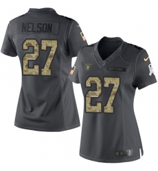 Women's Nike Oakland Raiders #27 Reggie Nelson Limited Black 2016 Salute to Service NFL Jersey
